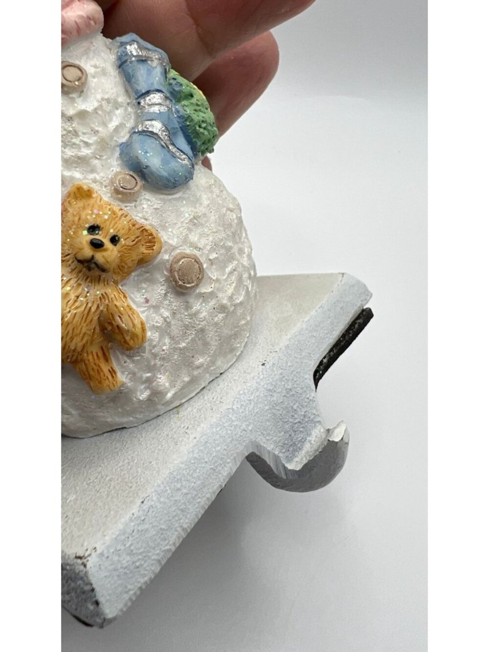 Festive Snowman Figure Stocking Holder With Glitter Sparkle Details - Picture 4 of 4